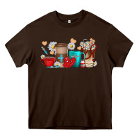 Chocolate Brown Nurse coffee cups Heavy Core Tee - texasbilliewilder