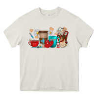 Cream Nurse coffee cups Heavy Core Tee - texasbilliewilder