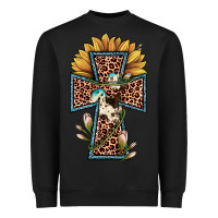 Black leopard cross  sunflower Heavyweight Sweatshirt - JahusDesignShop
