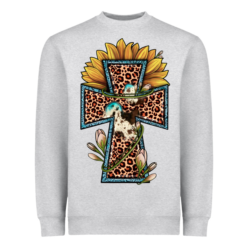 Leopard Cross  Sunflower Heavyweight Sweatshirt by JahusDesignShop | Teevron
