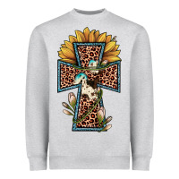 Heather Grey leopard cross  sunflower Heavyweight Sweatshirt - JahusDesignShop