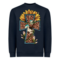 Navy leopard cross  sunflower Heavyweight Sweatshirt - JahusDesignShop