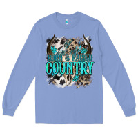 Colony Blue born  raised country Long Sleeve Tee - NancyCooperArtShop