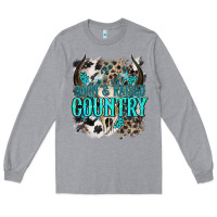 Heather Grey born  raised country Long Sleeve Tee - NancyCooperArtShop