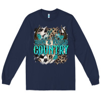 Navy born  raised country Long Sleeve Tee - NancyCooperArtShop