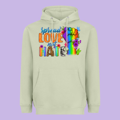 Spread Love Not Hate Heavyweight Hoodie Designed By Bundleandbundleshop