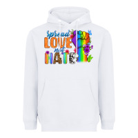 White Spread Love Not Hate Heavyweight Hoodie - BundleAndBundleShop