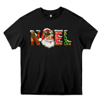 Black Western Noel Santa Claus Heavy Core Tee - RanaPortraitStore