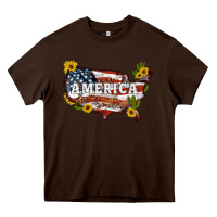 Chocolate Brown usa map Heavy Core Tee - Artiststas