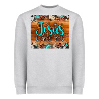 Heather Grey jesus loves you Heavyweight Sweatshirt - JahusDesignShop