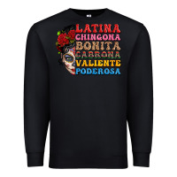 Black mexican sugar skull latina chingona bonita Premium Sweatshirt - LillyAllenDesigns