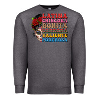 Charcoal Heather mexican sugar skull latina chingona bonita Premium Sweatshirt - LillyAllenDesigns