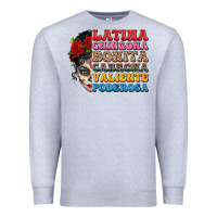 Heather Grey mexican sugar skull latina chingona bonita Premium Sweatshirt - LillyAllenDesigns