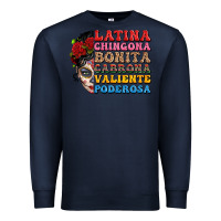 Navy mexican sugar skull latina chingona bonita Premium Sweatshirt - LillyAllenDesigns