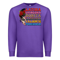 Purple mexican sugar skull latina chingona bonita Premium Sweatshirt - LillyAllenDesigns