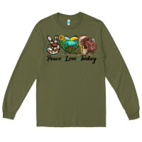 Army Green peace love turkey Long Sleeve Tee - LillyAllenDesigns
