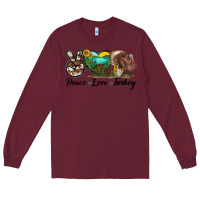 Burgundy peace love turkey Long Sleeve Tee - LillyAllenDesigns
