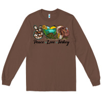 Chestnut peace love turkey Long Sleeve Tee - LillyAllenDesigns