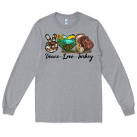Heather Grey peace love turkey Long Sleeve Tee - LillyAllenDesigns