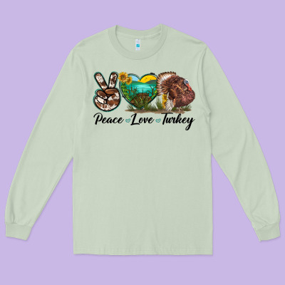 Peace Love Turkey Long Sleeve Tee Designed By Lillyallendesigns