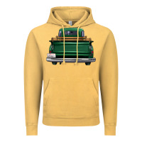 Vintage Mustard western green truck back view Vintage Hoodie - FaDigitalArtStudio