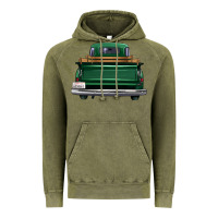 Vintage Olive western green truck back view Vintage Hoodie - FaDigitalArtStudio