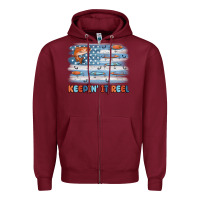 Burgundy fishing lure flag keepin' it reel Zipper Hoodie - MaliasSmallBusiness