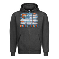 Charcoal Heather fishing lure flag keepin' it reel Zipper Hoodie - MaliasSmallBusiness