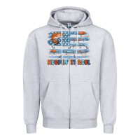 Heather Grey fishing lure flag keepin' it reel Zipper Hoodie - MaliasSmallBusiness