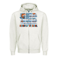 Oatmeal Heather fishing lure flag keepin' it reel Zipper Hoodie - MaliasSmallBusiness