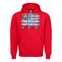 Red fishing lure flag keepin' it reel Zipper Hoodie - MaliasSmallBusiness