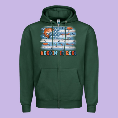 Fishing Lure Flag Keepin' It Reel Zipper Hoodie Designed By Maliassmallbusiness