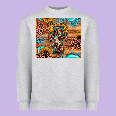 Leopard Cross Sunflower Heavyweight Sweatshirt Designed By Jahusdesignshop