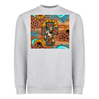 Heather Grey leopard cross sunflower Heavyweight Sweatshirt - JahusDesignShop