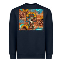 Navy leopard cross sunflower Heavyweight Sweatshirt - JahusDesignShop