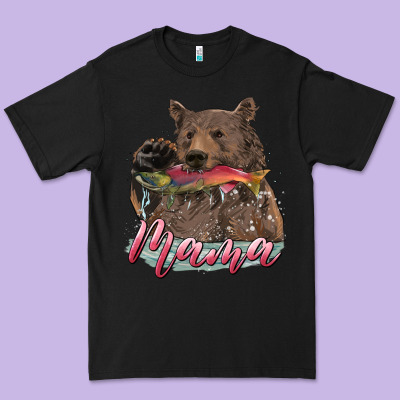 Premium Tee Mother's Day Mama Bear Hunting Fish