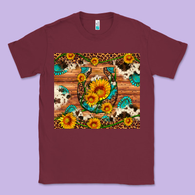 Sunflower Gemstone Leopard Cowhide Horseshoe Classic Tee Designed By Artiststas