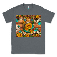 Charcoal Heather sunflower gemstone leopard cowhide horseshoe Classic Tee - Artiststas