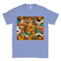 Colony Blue sunflower gemstone leopard cowhide horseshoe Classic Tee - Artiststas