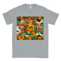 Heather Grey sunflower gemstone leopard cowhide horseshoe Classic Tee - Artiststas