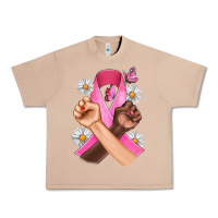 Burro Breast Cancer Fist Daisy Butterfly Urban Heavy Tee - Artiststas