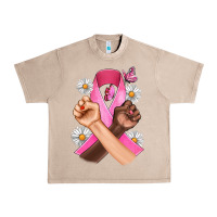 French Oak Breast Cancer Fist Daisy Butterfly Urban Heavy Tee - Artiststas