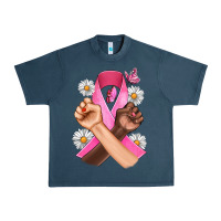 Midnight Navy Breast Cancer Fist Daisy Butterfly Urban Heavy Tee - Artiststas
