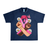 Navy Breast Cancer Fist Daisy Butterfly Urban Heavy Tee - Artiststas