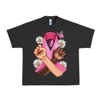 Pigment Black Breast Cancer Fist Daisy Butterfly Urban Heavy Tee - Artiststas