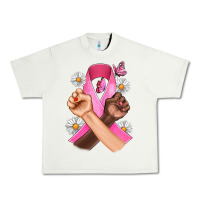 Pistachio Breast Cancer Fist Daisy Butterfly Urban Heavy Tee - Artiststas