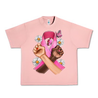 Salmon Breast Cancer Fist Daisy Butterfly Urban Heavy Tee - Artiststas
