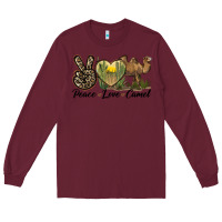 Burgundy peace love camel Long Sleeve Tee - LillyAllenDesigns