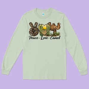 Peace Love Camel Long Sleeve Tee Designed By Lillyallendesigns