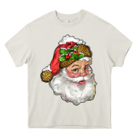 Cream Santa Claus With Snow Heavy Core Tee - RanaPortraitStore